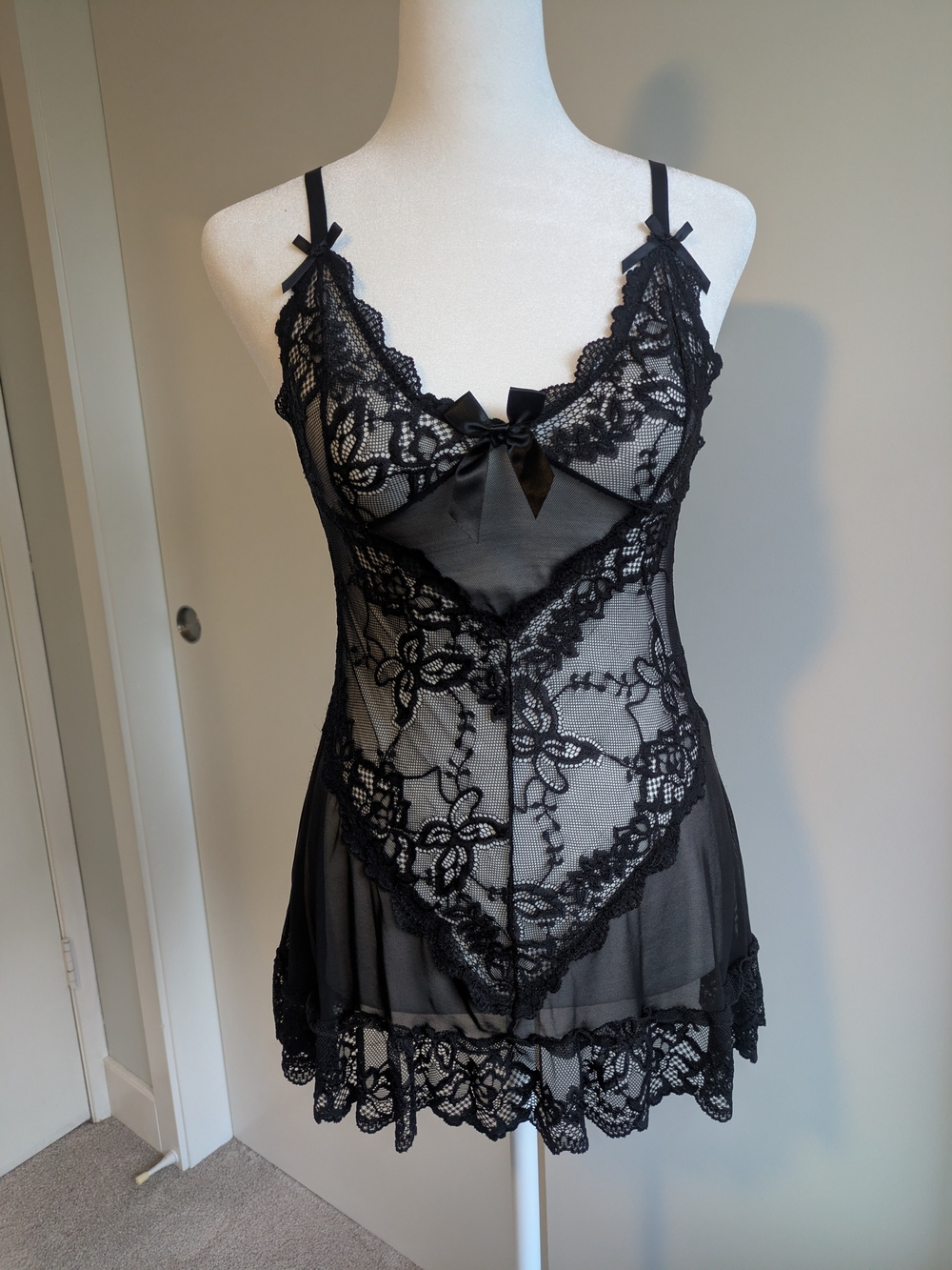 S Babydoll Nightgown, Black Lace - Women's Intimates